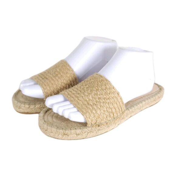 Free People Womens EU39 US8,5 Beige Raffia Woven Slip-On Flats Sandals Shoes - Picture 1 of 15